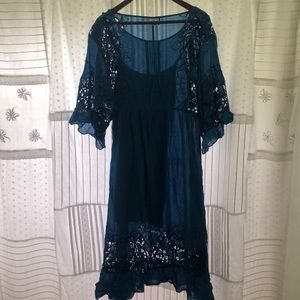 Blue Embroidered Dress